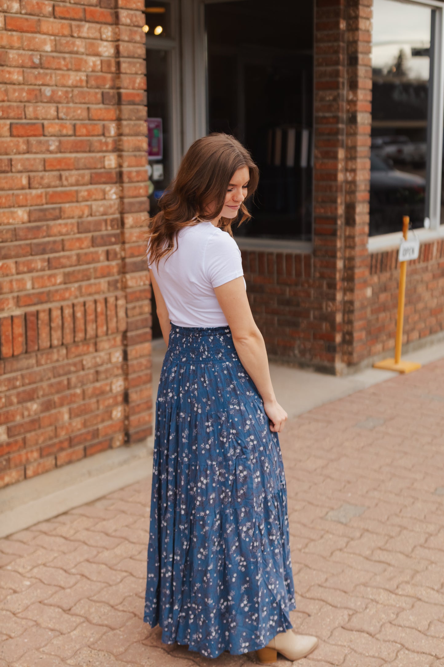 Hope Tiered Maxi Skirt - Dusty Blue