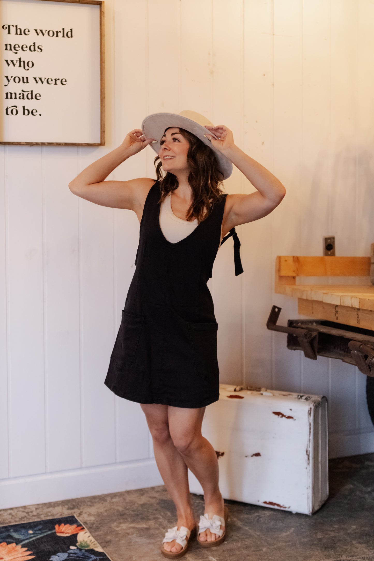 Tori Washed Adjustable Strap Denim Overall Dress