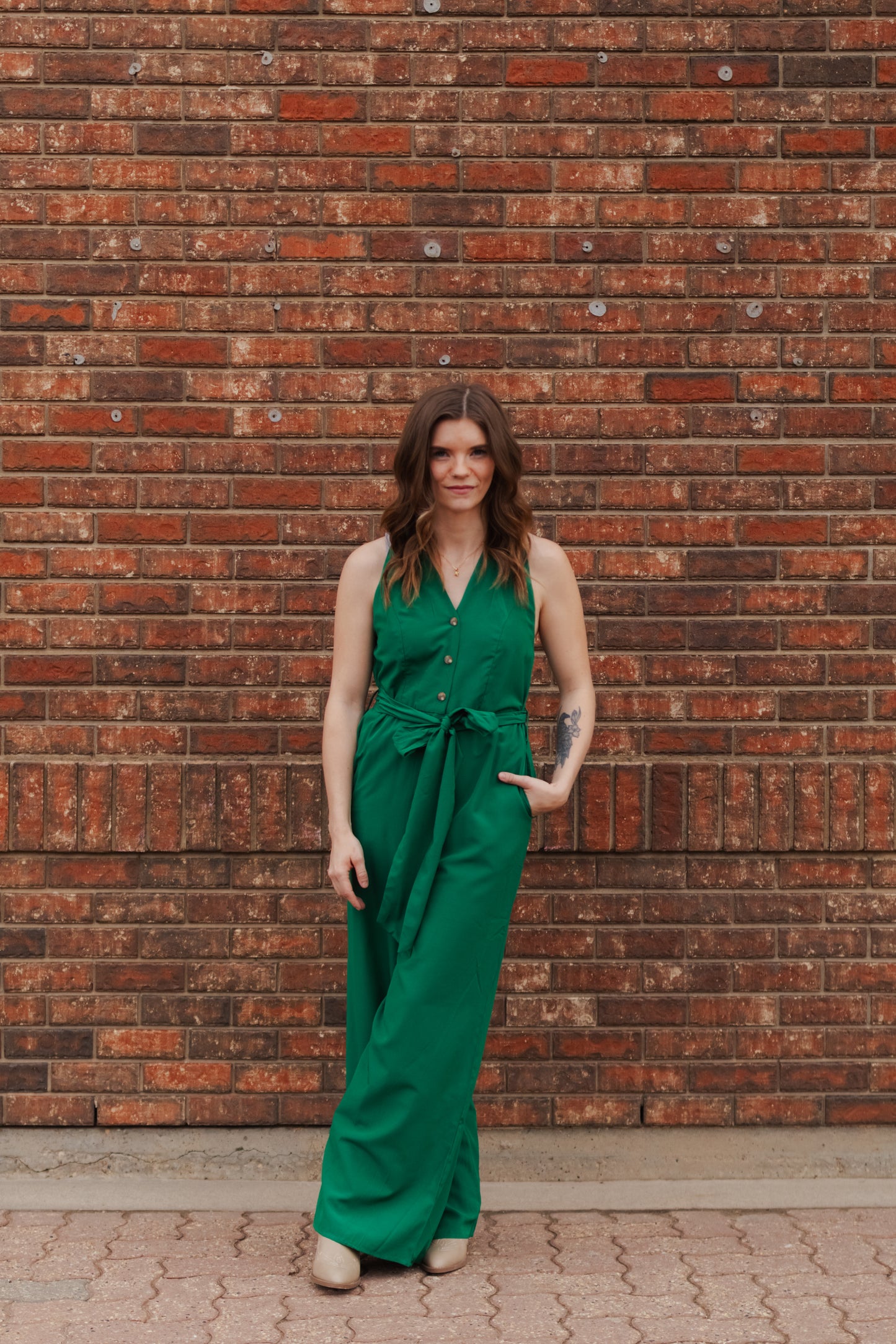 Scarlett Solid Button Down Jumpsuit