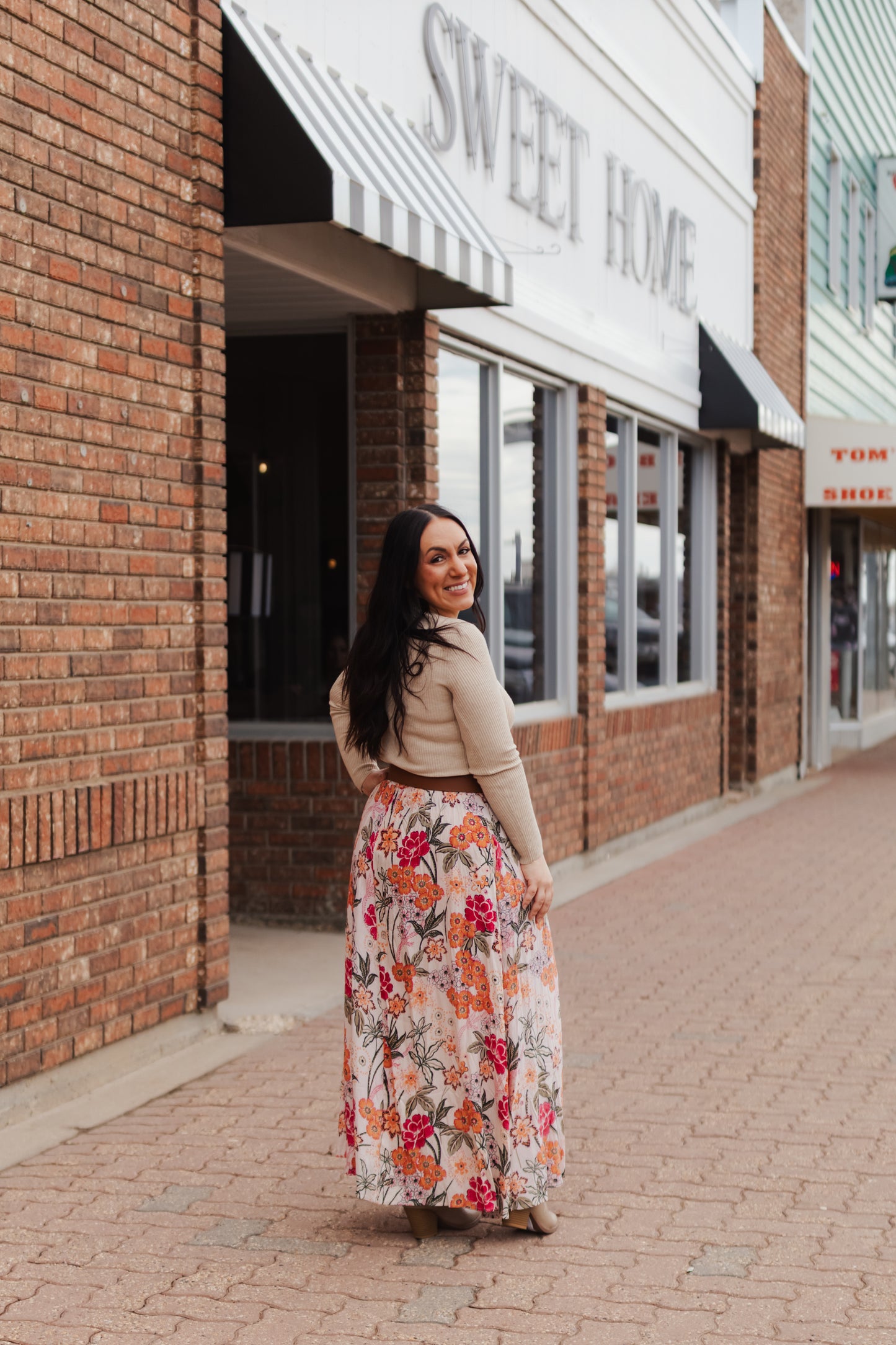 Madizza Floral A Line Slit Maxi Skirt