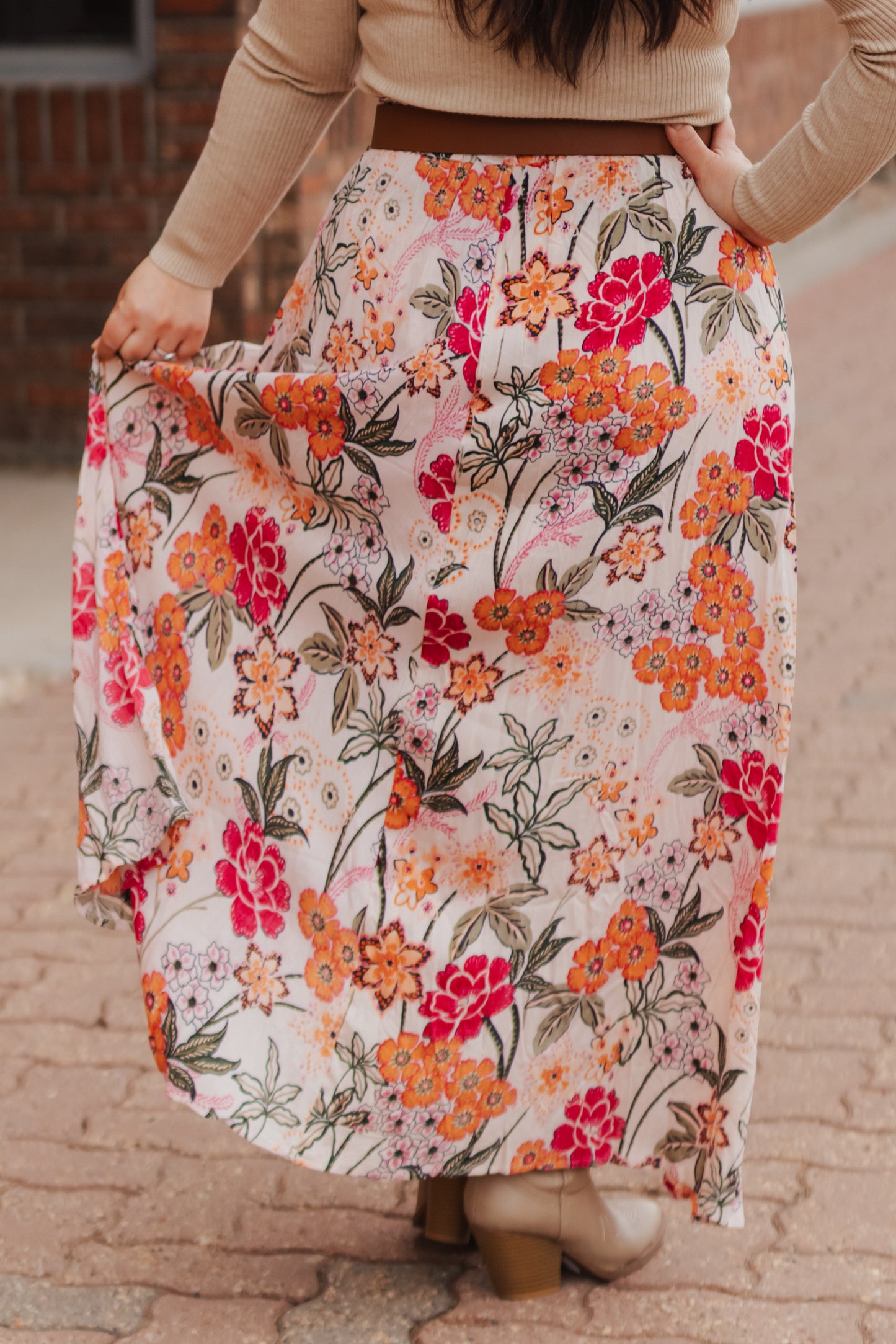 Madizza Floral A Line Slit Maxi Skirt