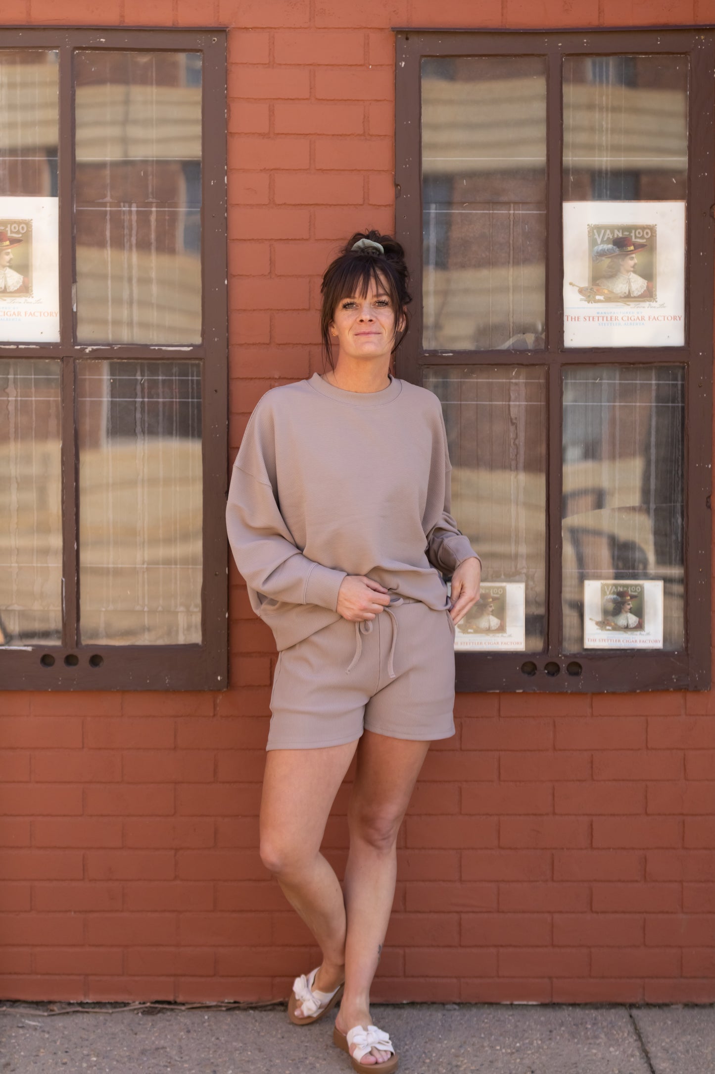 Donna Ribbed Pullover & Shorts Set - Cocoa