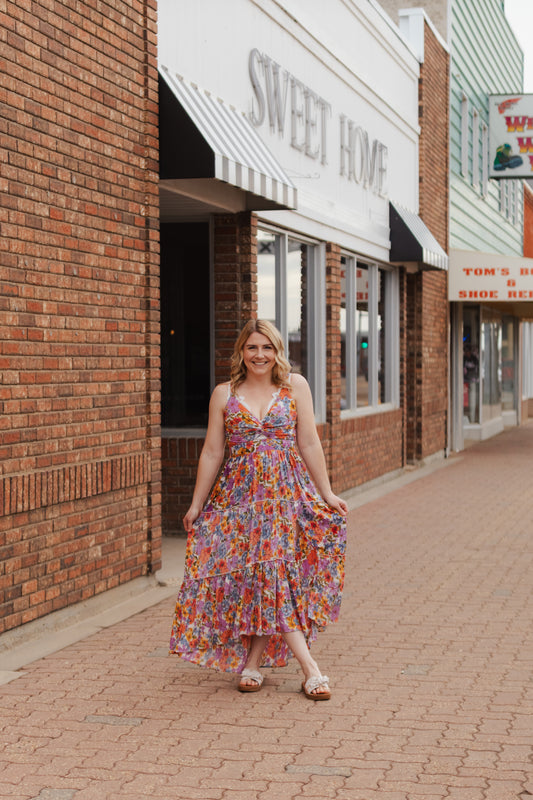 Harper Floral Twist Front Tiered Maxi Dress