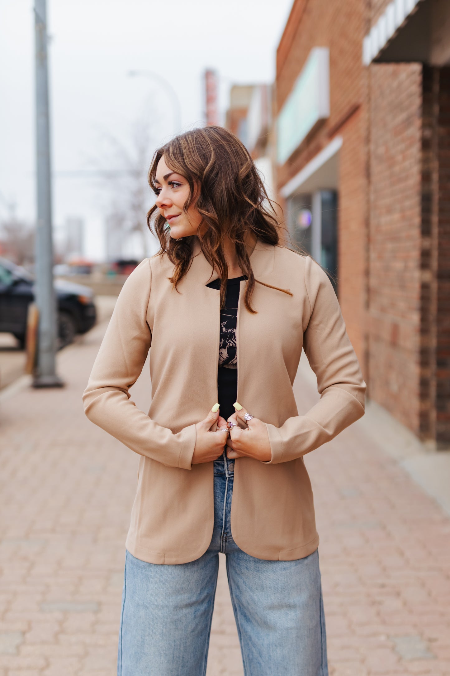 Marguerite Notch Collar Long Line Blazer