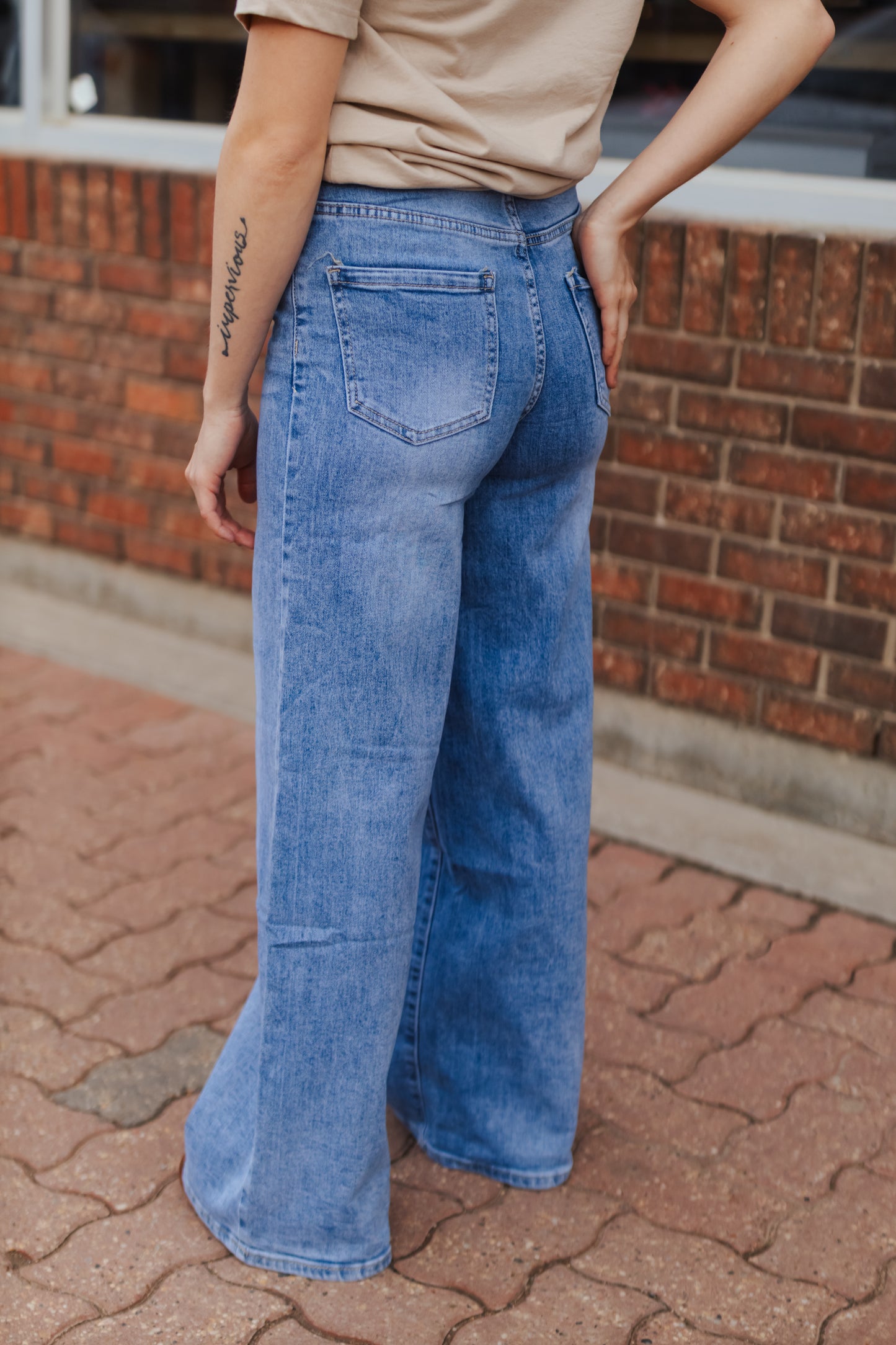 Della Faded Blue Wide Leg Jean