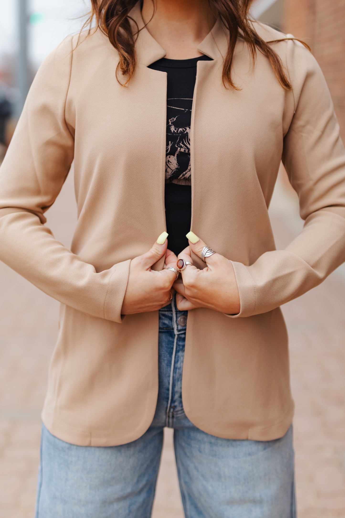 Marguerite Notch Collar Long Line Blazer
