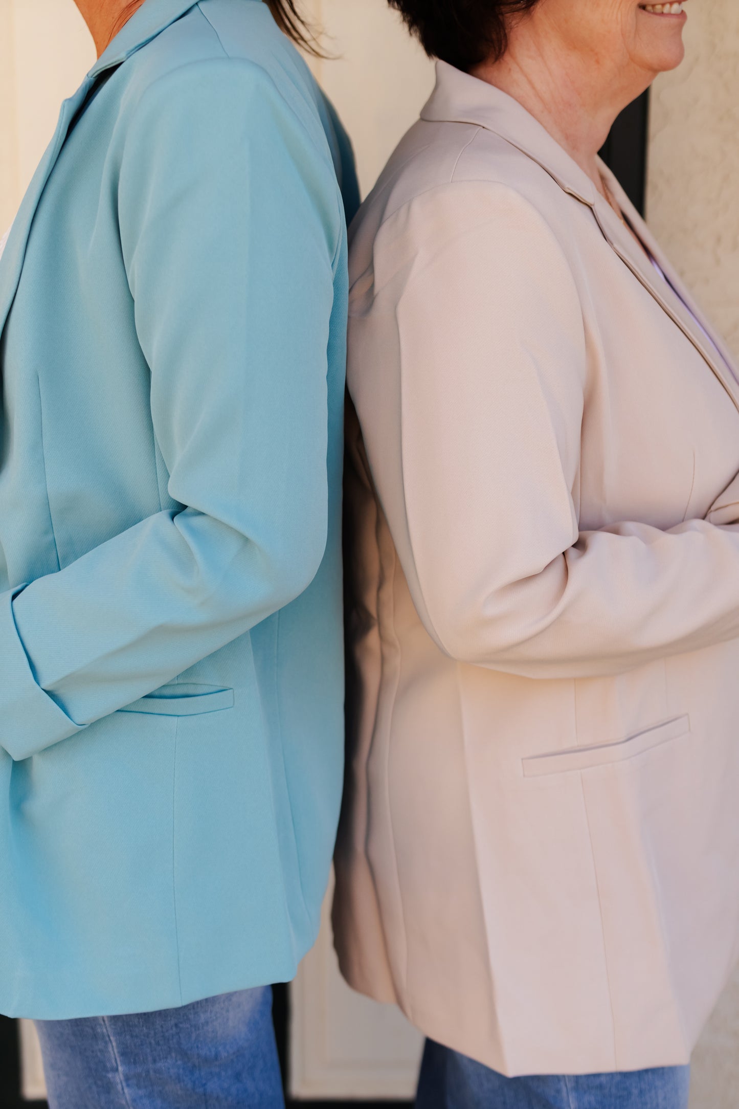 Bella Long Sleeve Blazer- Dusty Blue