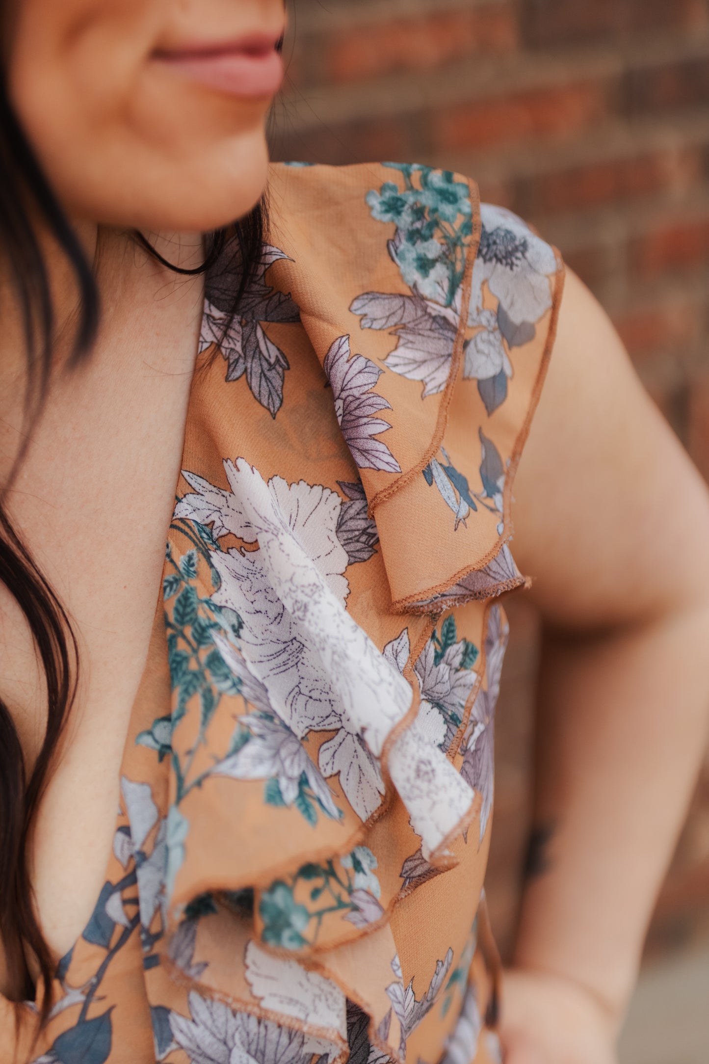 Tabitha Floral Print Ruffle Front Jump-Suit