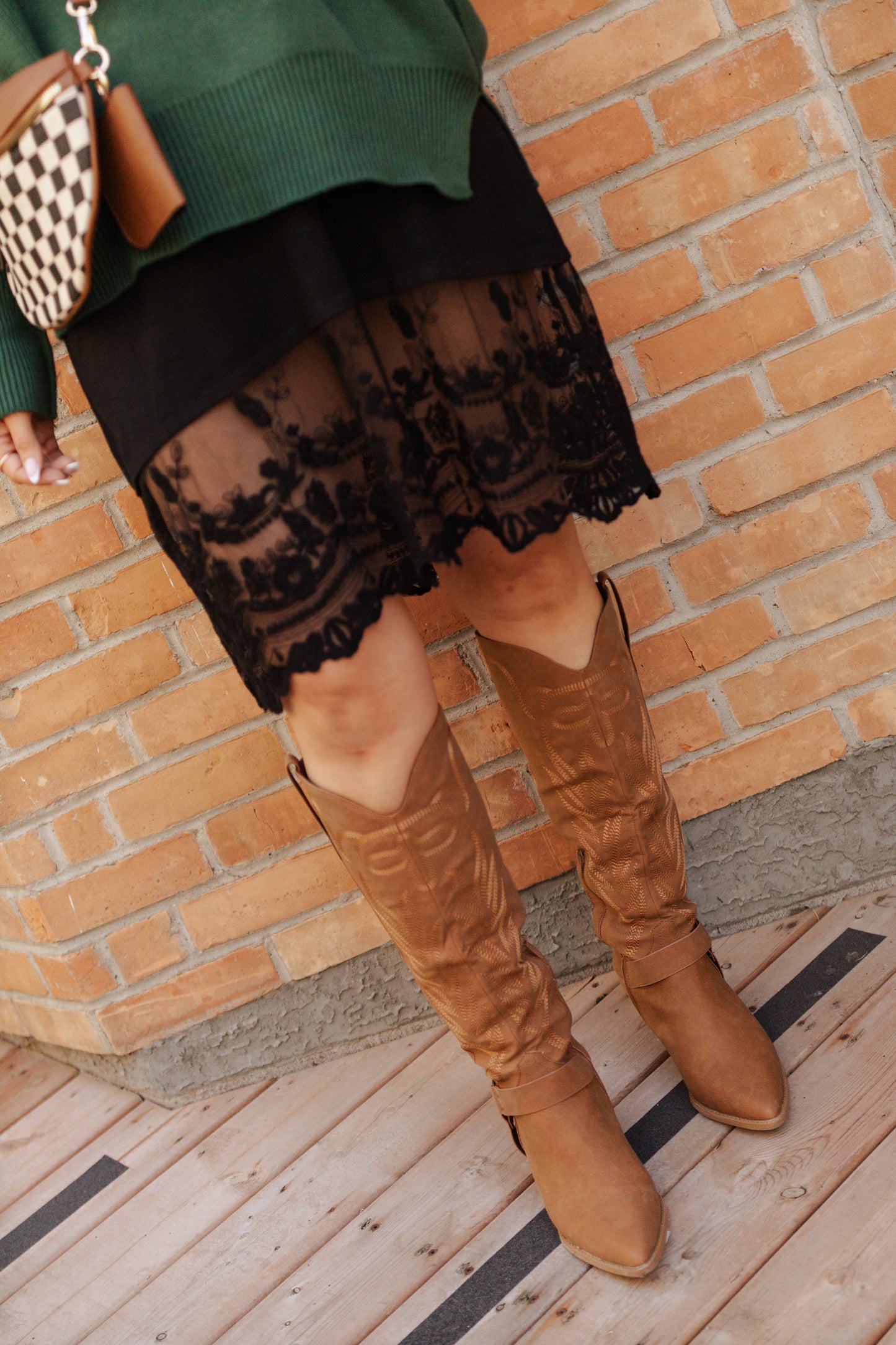 Faye Knee High Cowboy Boot - Brown