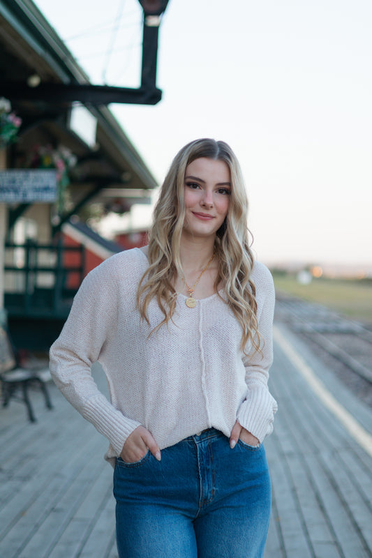 Tessa Center Seam Hi-Low Sweater