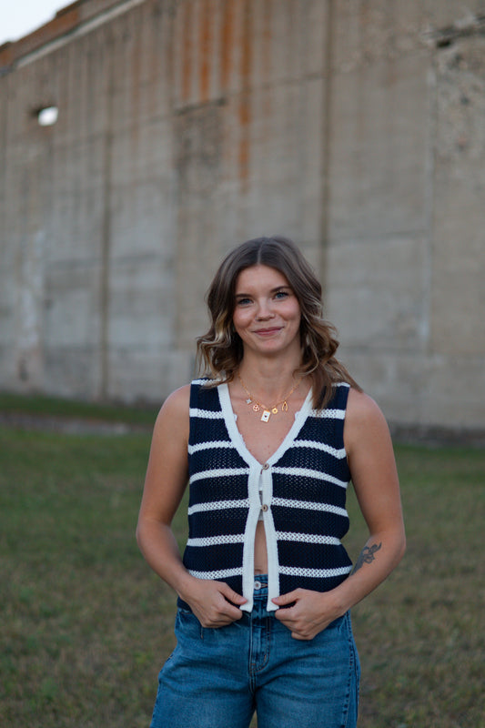 Stripe Split Hem Vest