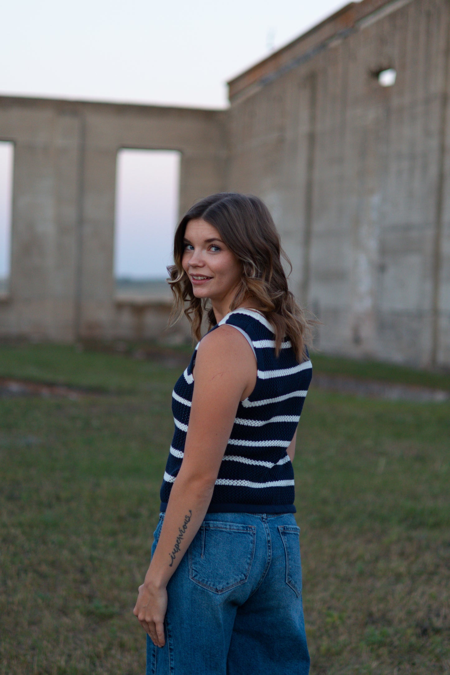 Stripe Split Hem Vest