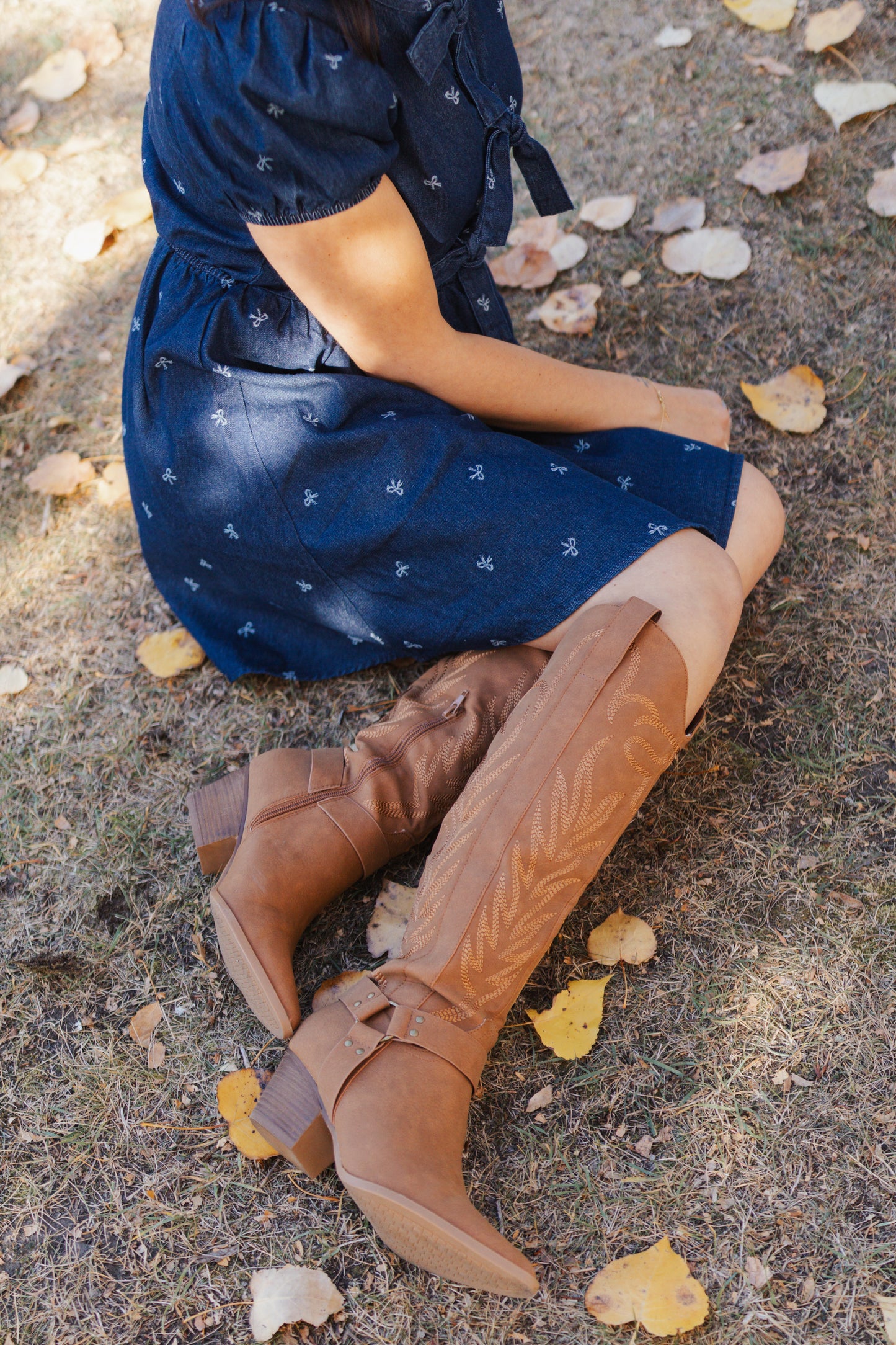 Faye Knee High Cowboy Boot - Brown
