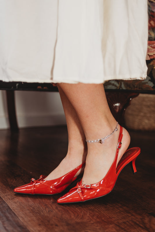 Arleta Sling Back Buckle Heel - Red