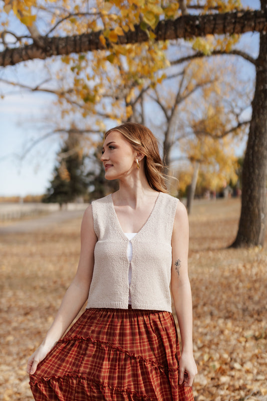 Lucy Knit Vest- Sand Beige