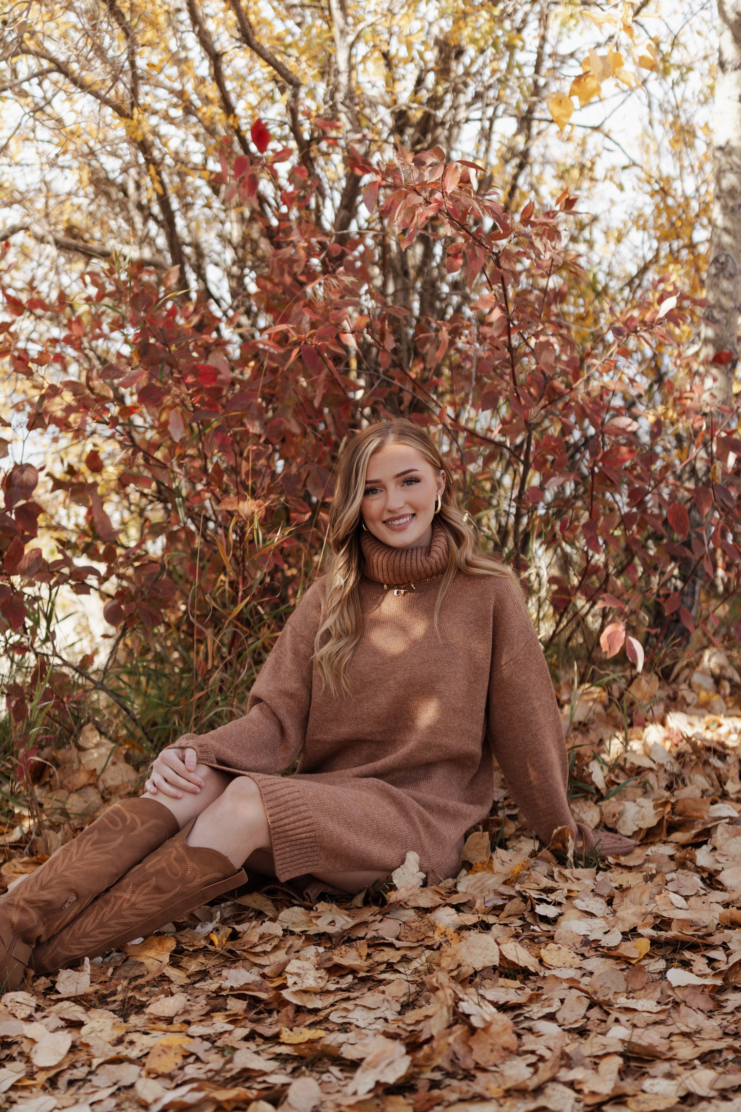 Nanette Sweater Dress- Deep Camel