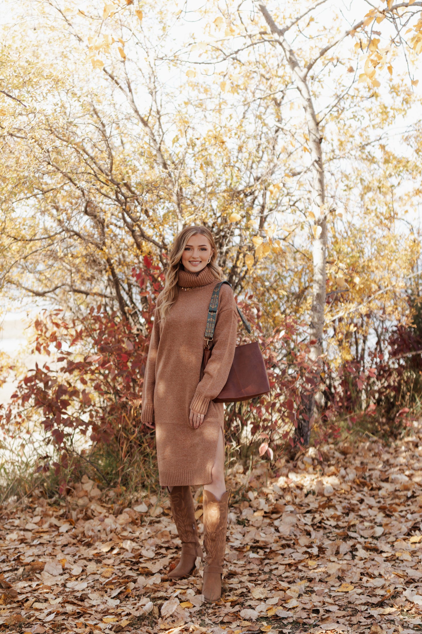 Nanette Sweater Dress- Deep Camel