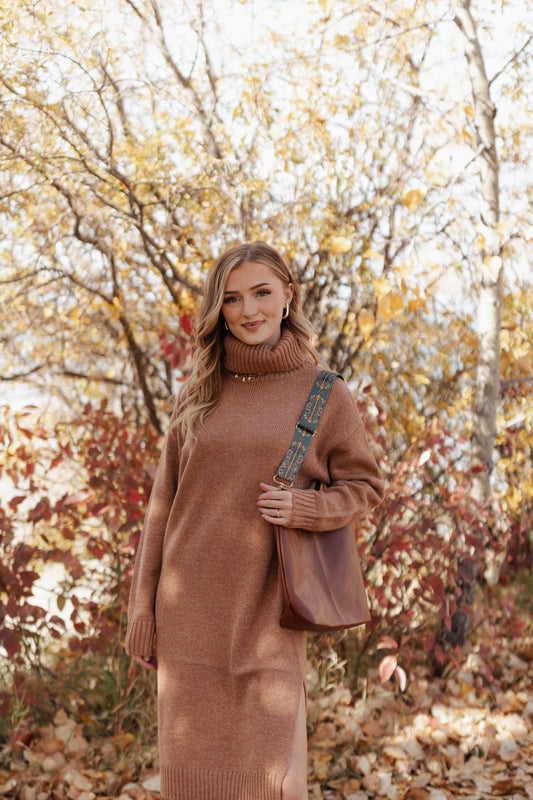Nanette Sweater Dress- Deep Camel