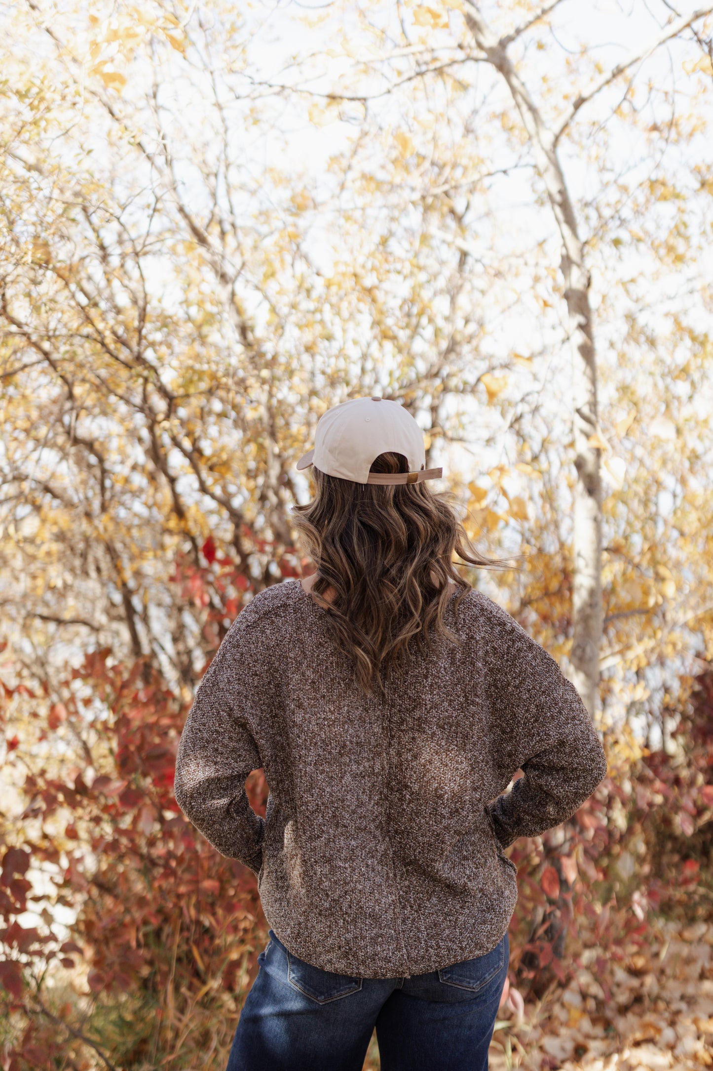 Tessa Center Seam Hi-Low Sweater- H Brown