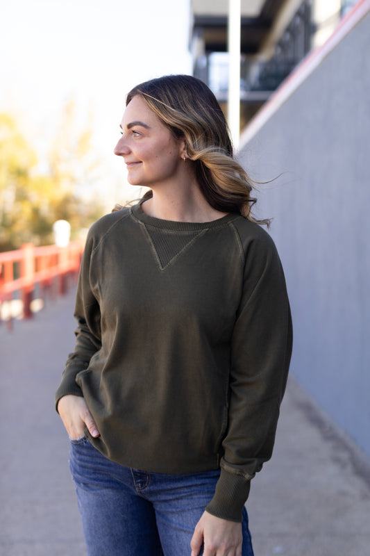 Hanna French Terry Pullover- Olive