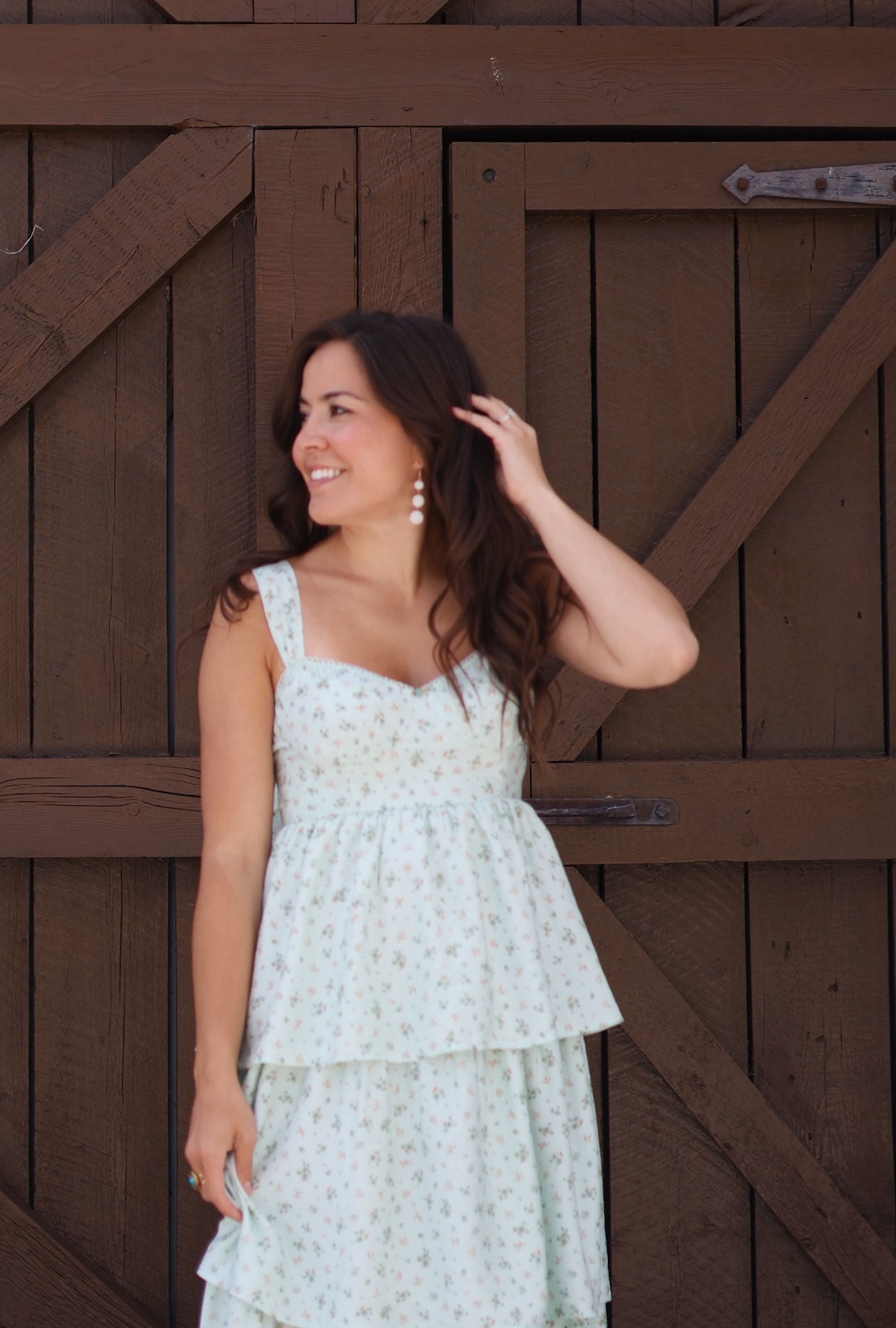 Emmy Floral Ruffle Midi Dress - Sage