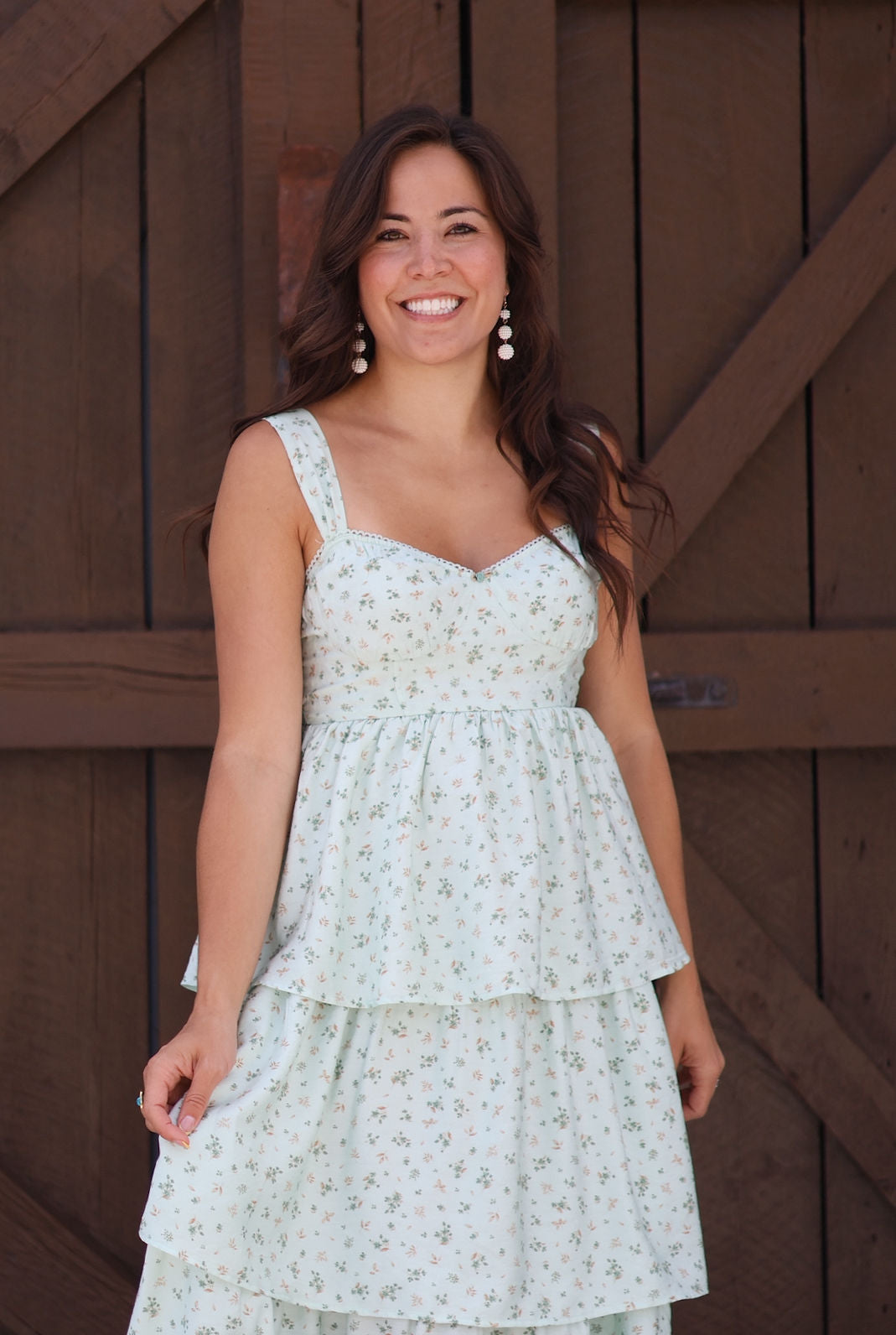 Emmy Floral Ruffle Midi Dress - Sage