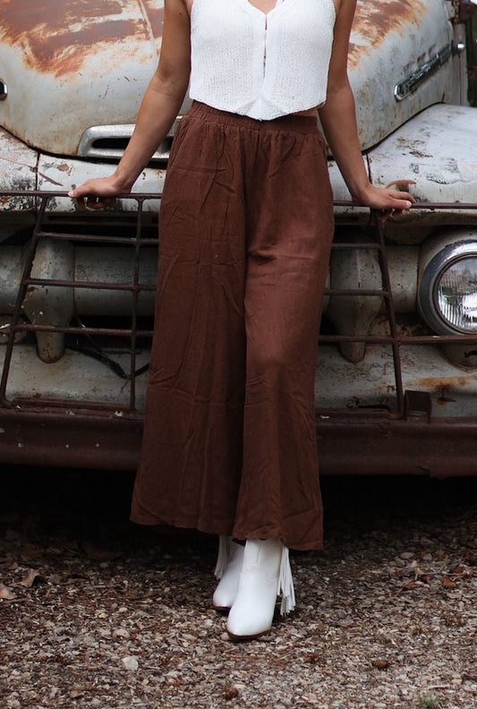 Whitney Pleated Linen Blend Wide Leg
