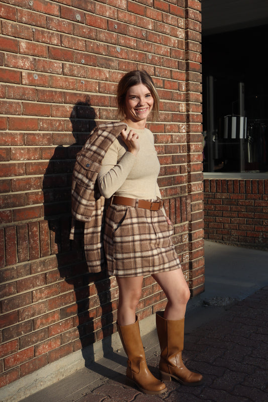 Debra Brushed Plaid Mini Skirt