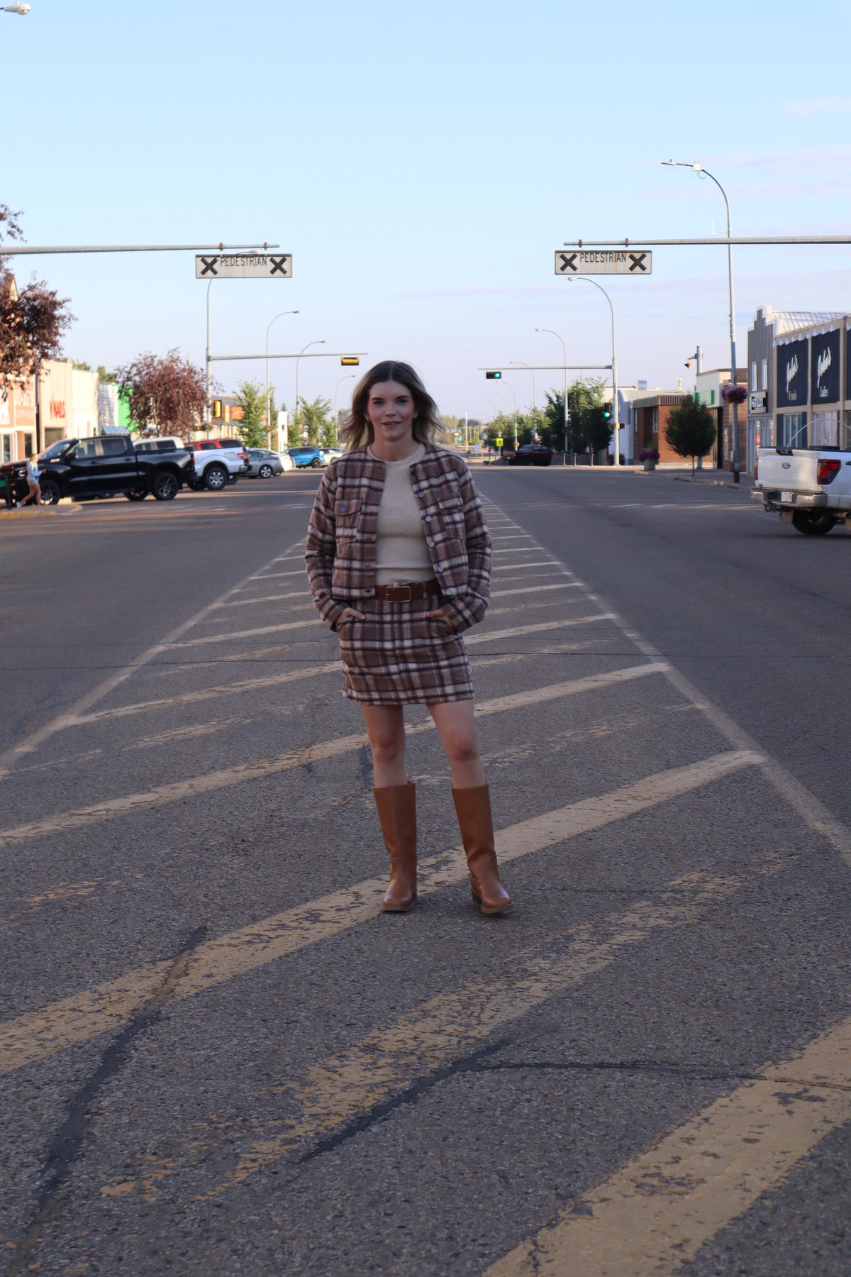 Debra Brushed Plaid Mini Skirt