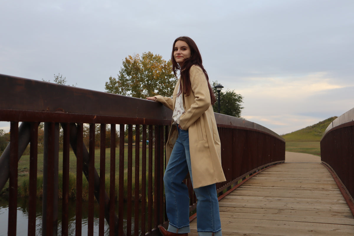 Long Sleeve A-Line Long Coat - Vanilla