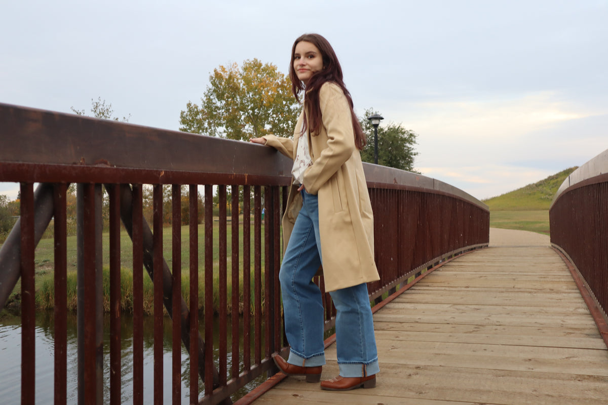 Long Sleeve A-Line Long Coat - Vanilla