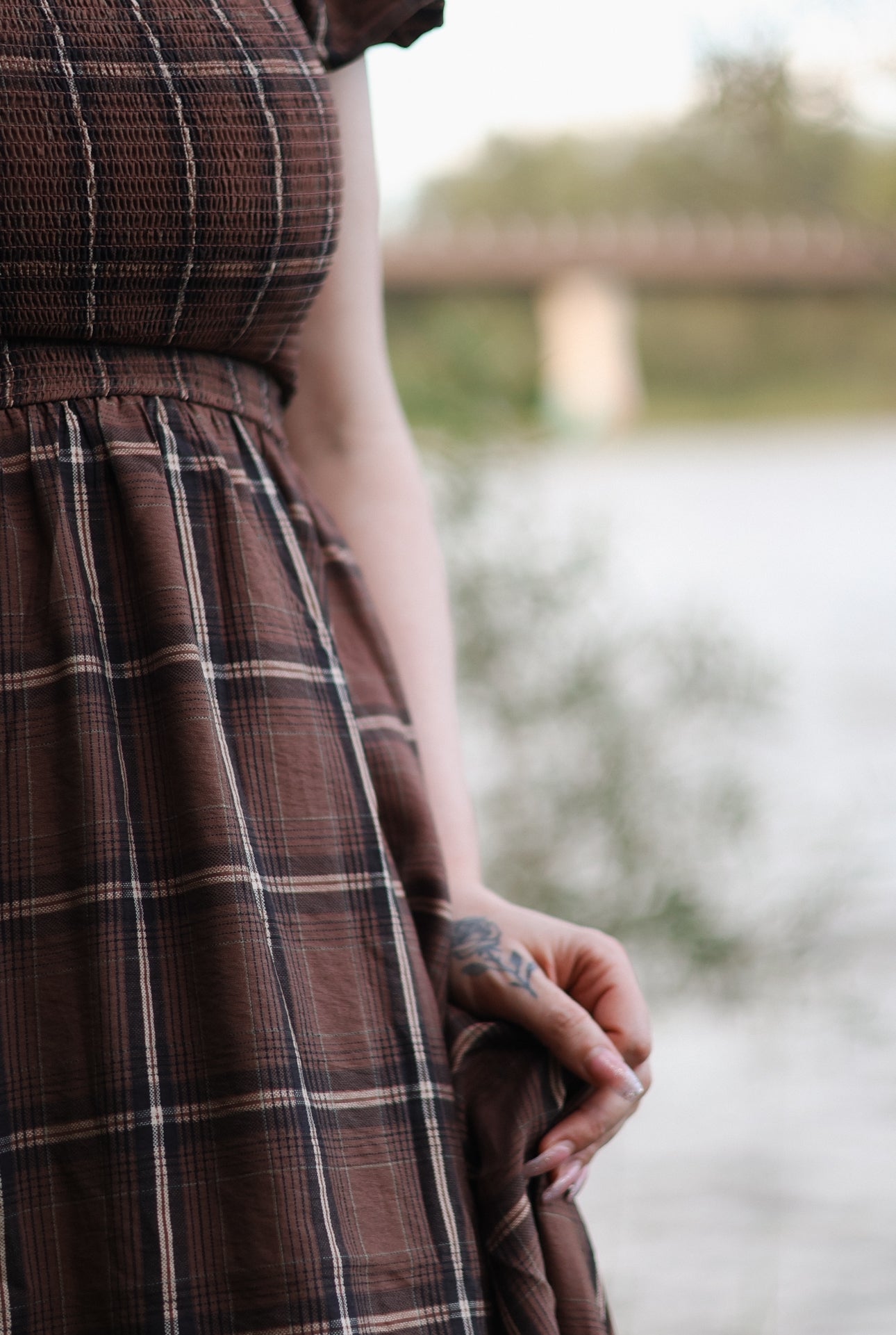 Kassidy Plaid Ruffle Hem Midi Dress