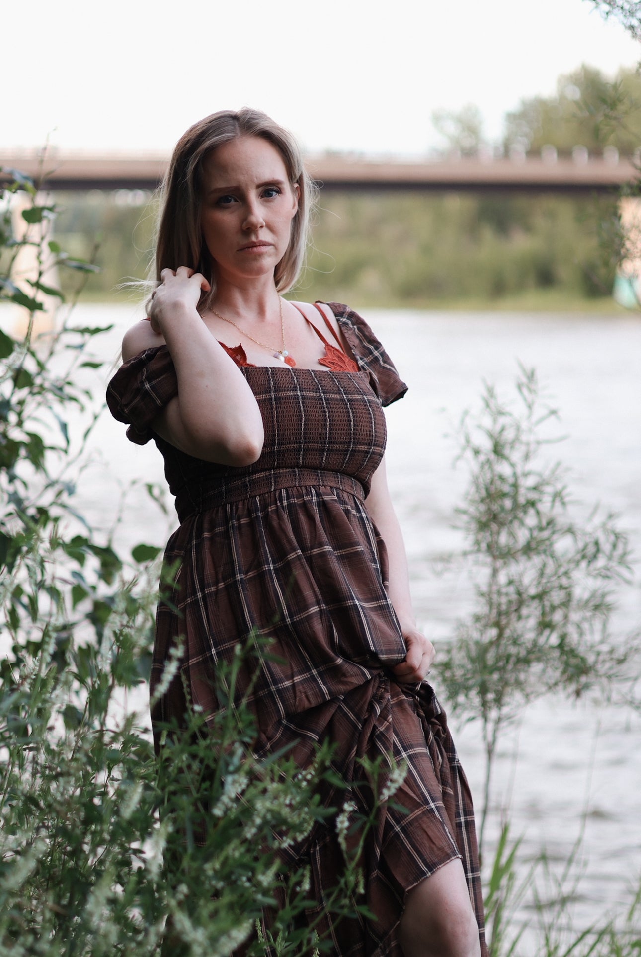 Kassidy Plaid Ruffle Hem Midi Dress