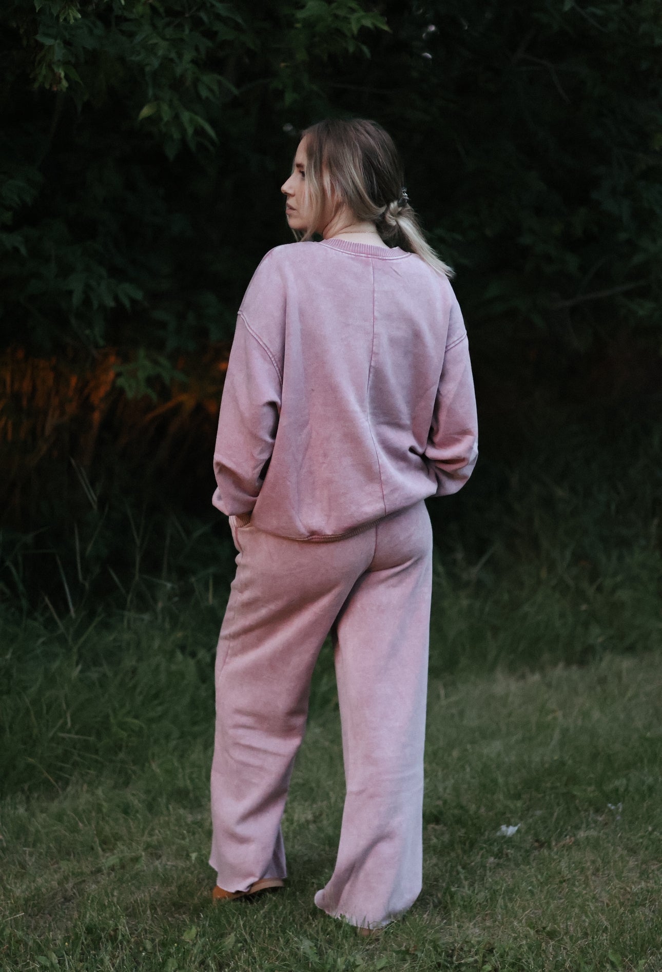 Natasha Acid Wash Fleece Sweat Pants