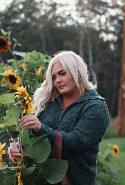 Rhonda Half Zip Sweater- Green