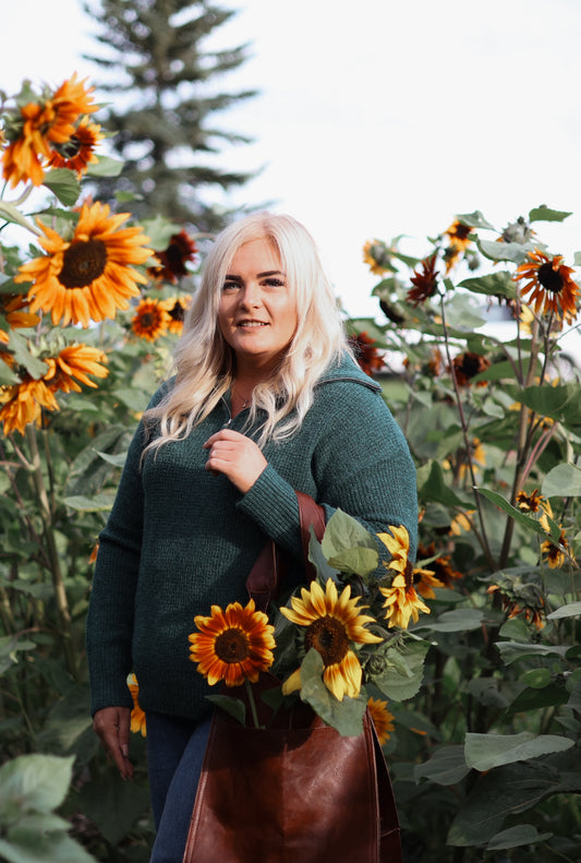 Rhonda Half Zip Sweater- Green