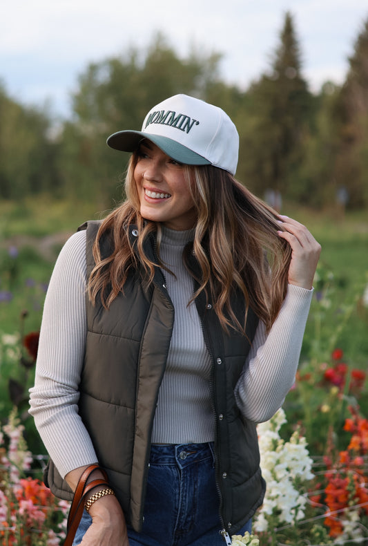 Molly Puff Vest- Olive