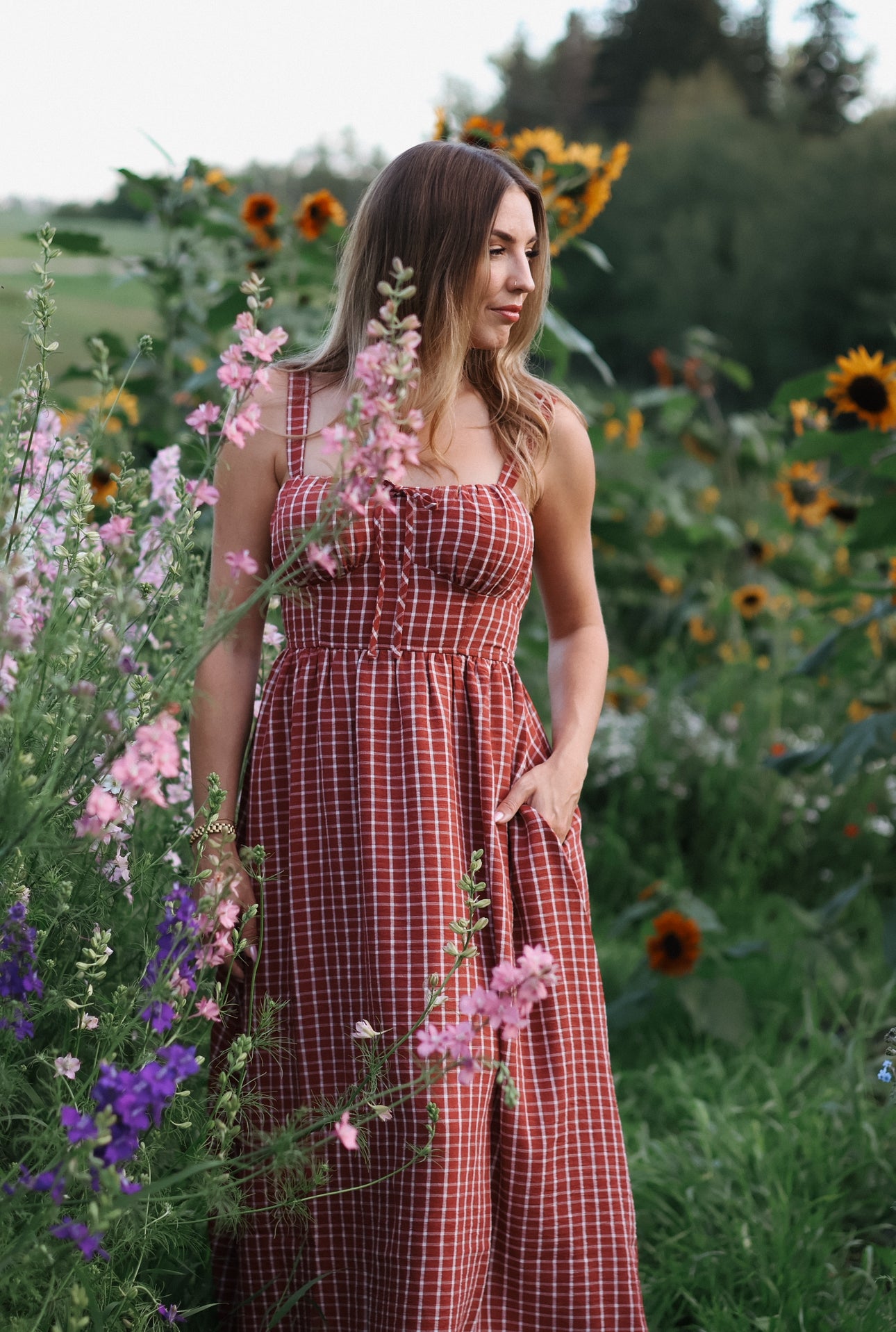Victoria Plaid Midi Dress
