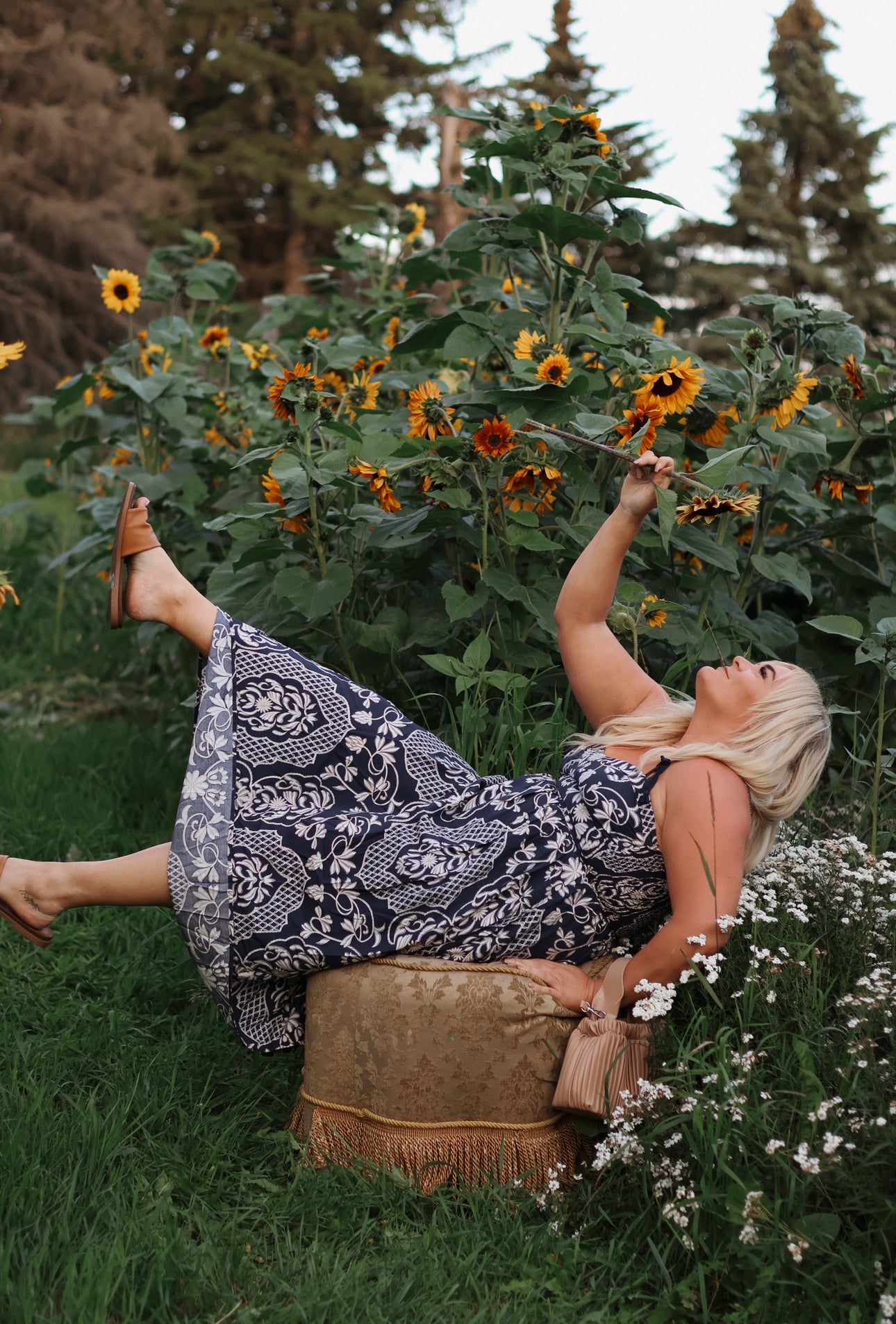 Charlotte Damask Midi Dress