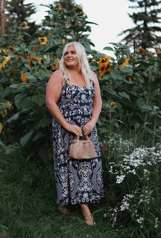 Charlotte Damask Midi Dress