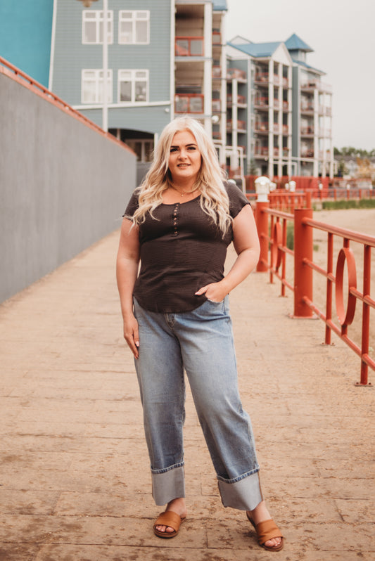 Michelle Waffle Tee- Ash Grey