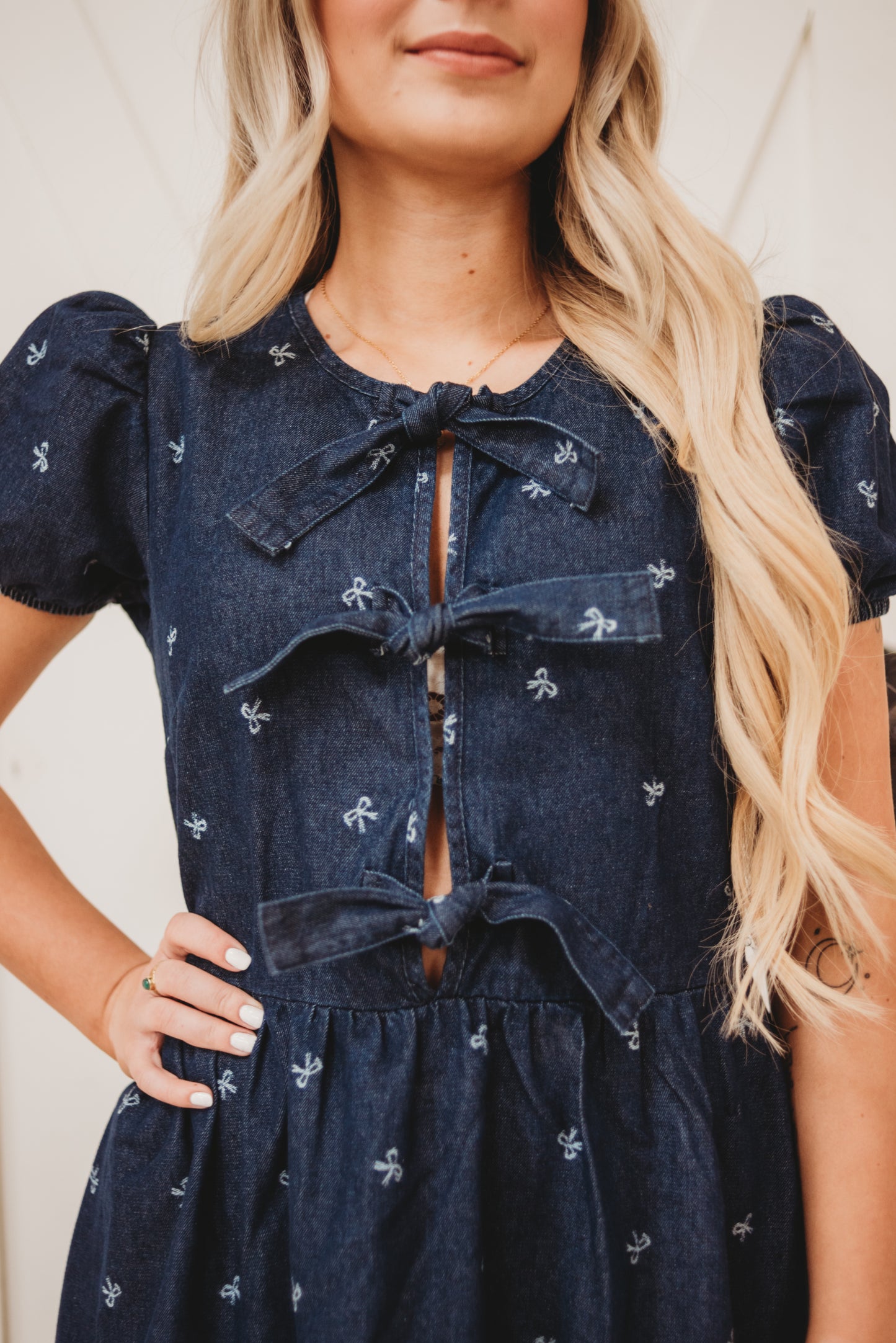 Dana Puff Sleeve Denim Tie Dress