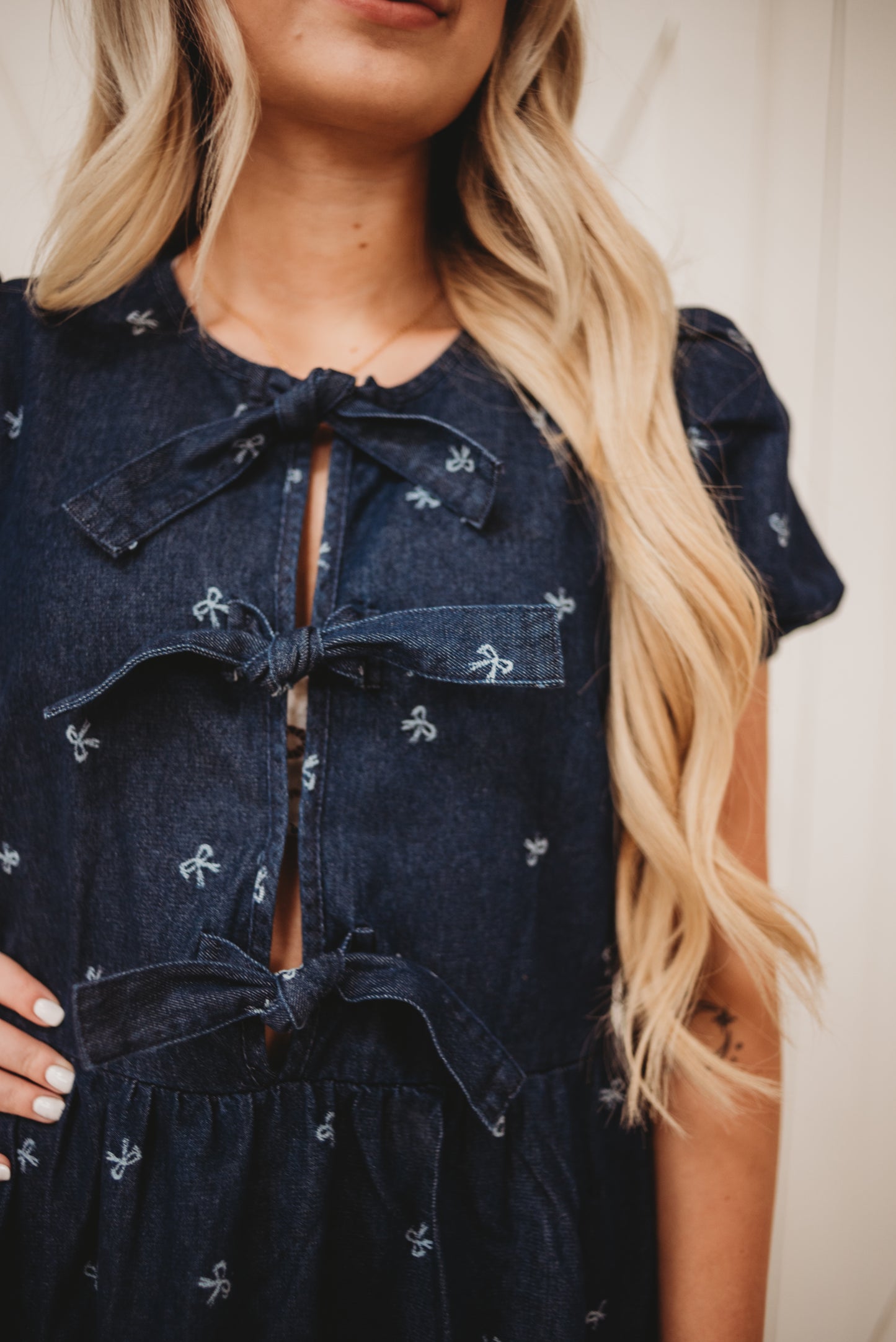 Dana Puff Sleeve Denim Tie Dress