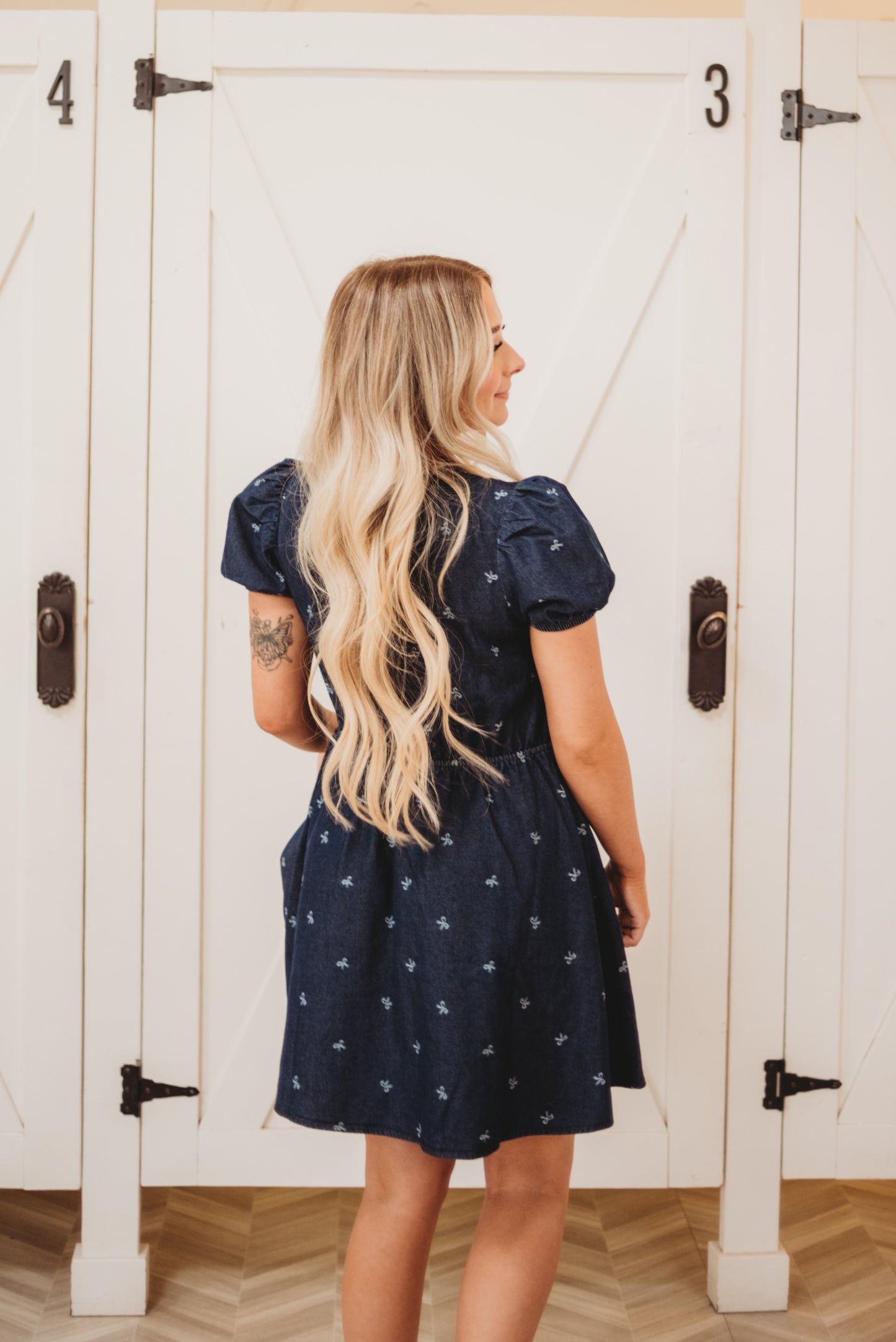 Dana Puff Sleeve Denim Tie Dress