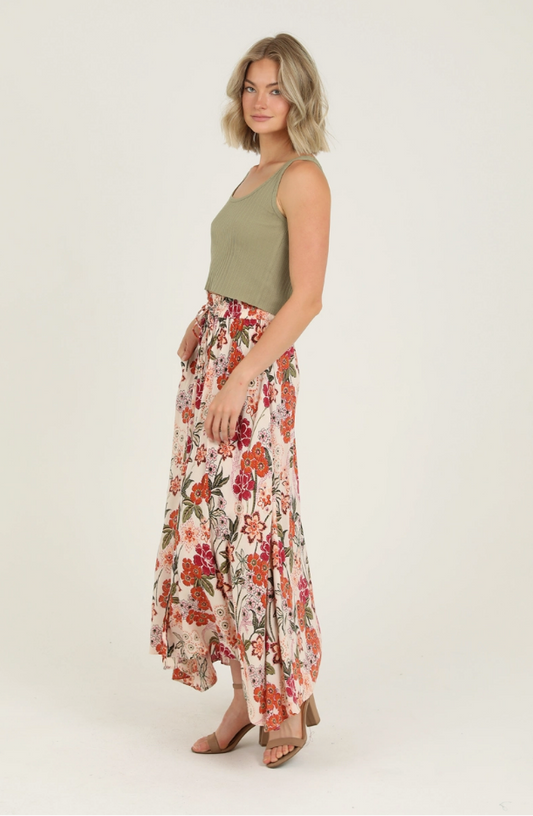 Madizza Floral A Line Slit Maxi Skirt