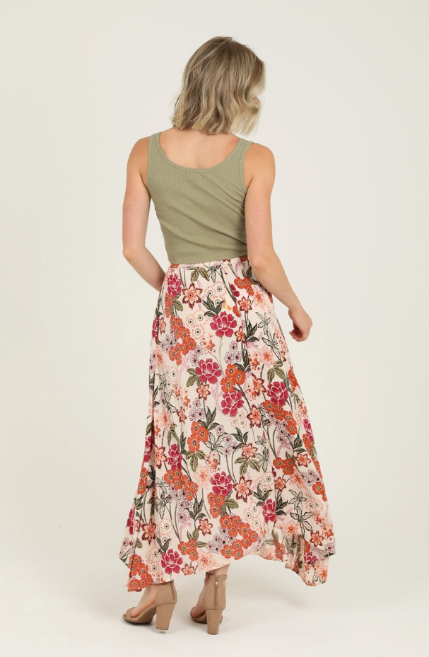 Madizza Floral A Line Slit Maxi Skirt