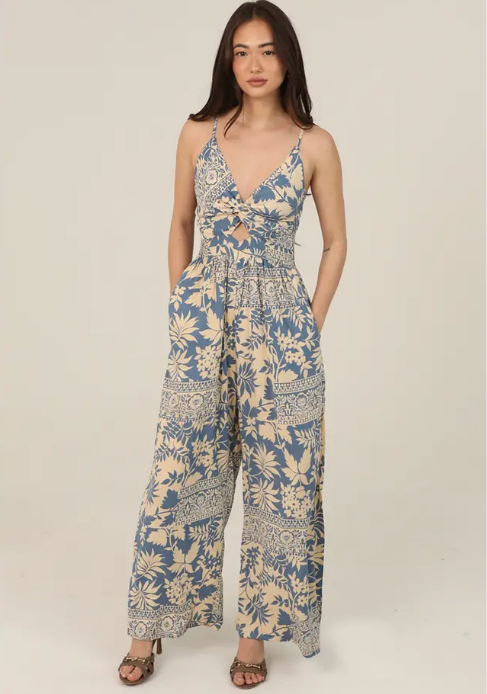 Susannah V Neck Twist Front Cut Out Jumpsuit