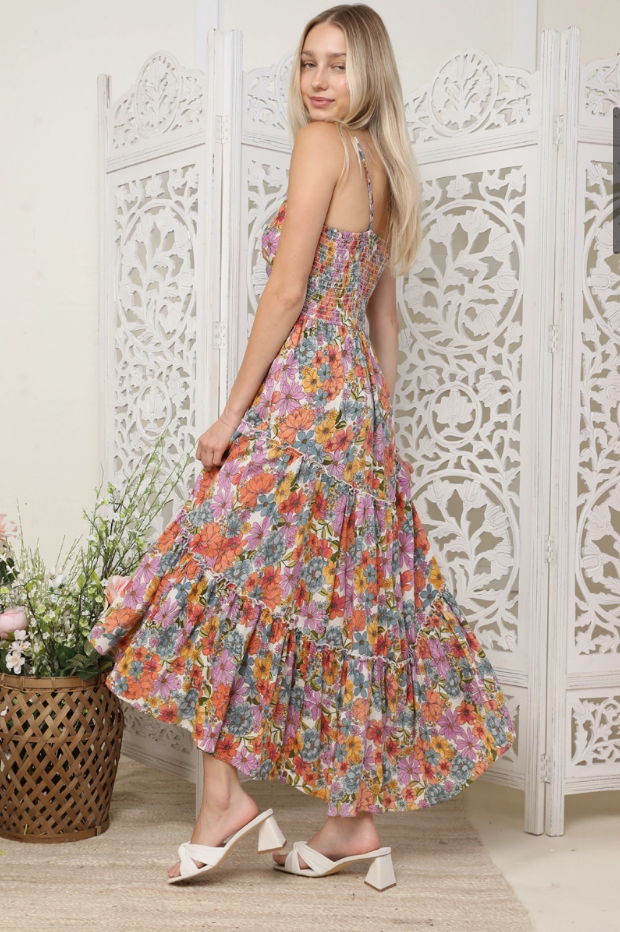 Harper Floral Twist Front Tiered Maxi Dress