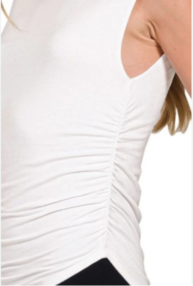 Luna Double Layered Ruched Side Mock Neck Top