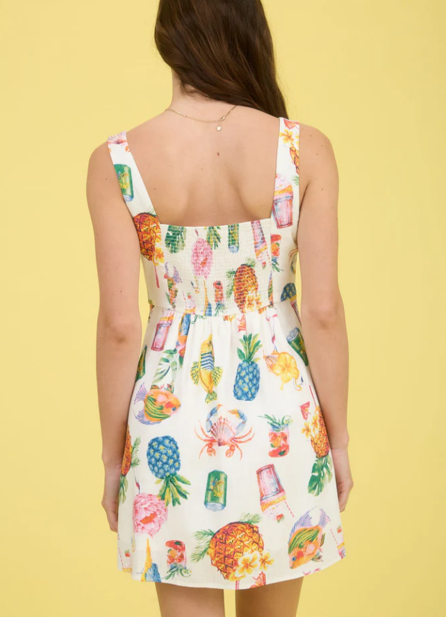 JoJo Tropical Summer Linen Mini Dress